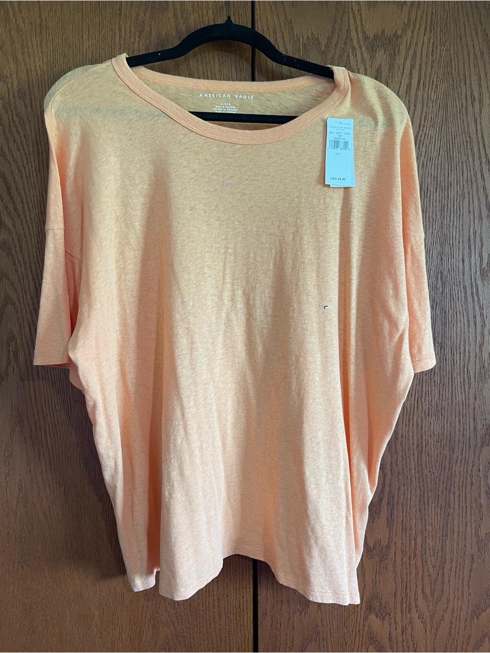 American Eagle Outfitters Women's Washed Peach/Orange Tee